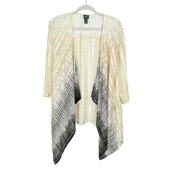 Chico’s Travelers Collection Beige Sheer Lace Crinkle Open-Front Tunic Size 2(L) - Picture 13 of 13